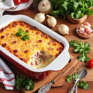 Dump-and-Bake Grits & Turkey Salami Casserole